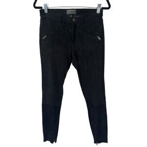 Current/Elliot Womens Black Suede Leather Pants Size 27 Classic Retro Y2K